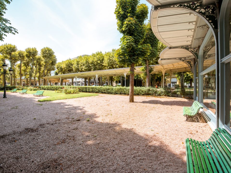 Park near the thermal spa building in Vichy city, France